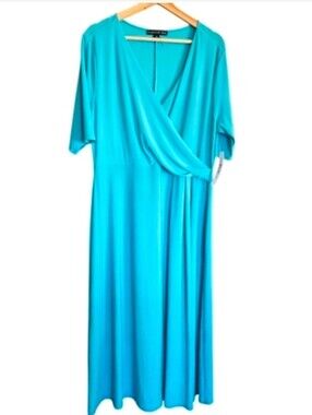 Preston & York Midi Dress XL Wedding Guest Preppy Minimalist Turquise Blue